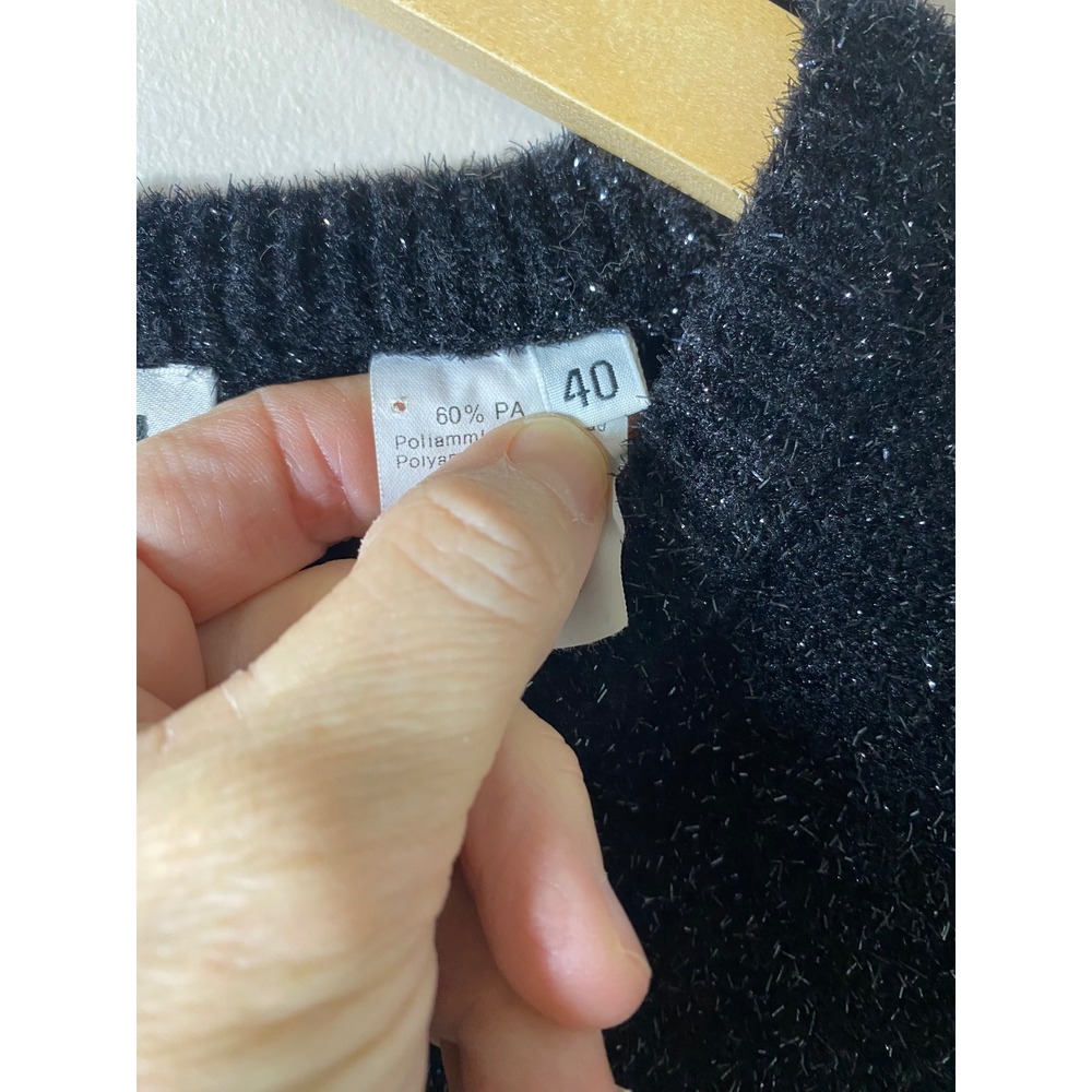 Sonia Rykiel Black Sparkle Knit Sweater Made in Italy Size 40 US 8 Textured Soft - Picture 5 of 6